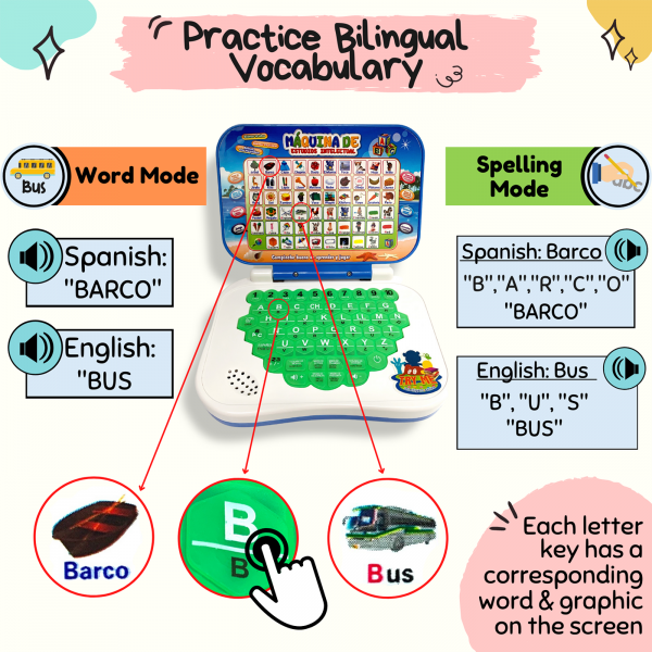 ZeenKind Bilingual Spanish English Learning Laptop Toy