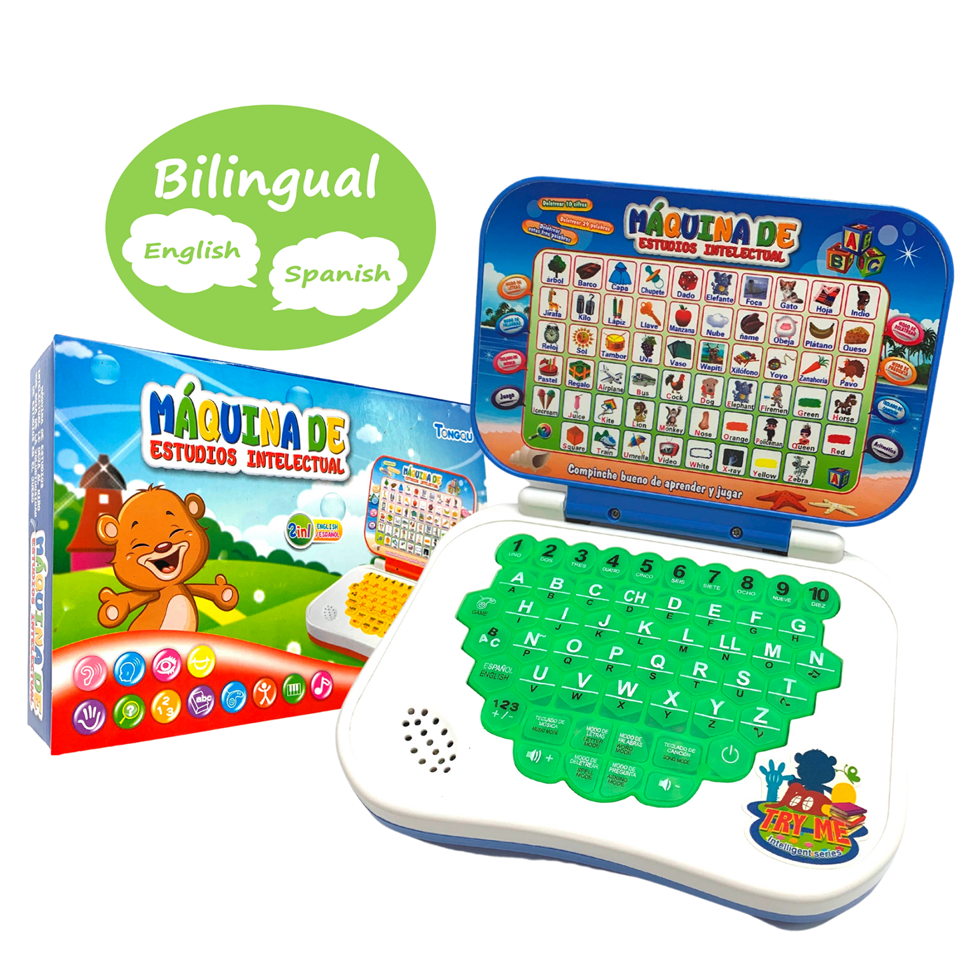 Spanish-english Tablet Bilingual Educational Toy LCD Screen Display Learning 2 for sale online 