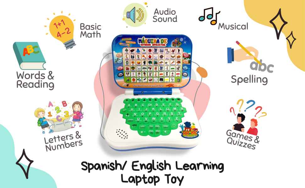 ZeenKind Bilingual Spanish English Learning Laptop Toy for Kids