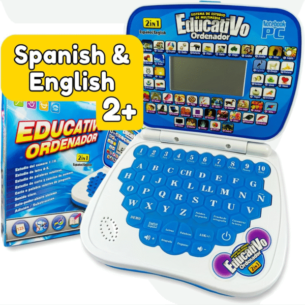 ZEENKIND Spanish & English Laptop Toy with Bilingual Learning, Music & Monitor Screen
