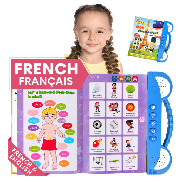 ZEENKIND 180+ Words French & English Learning Audio Books for Kids, Bilingual Talking Musical Book