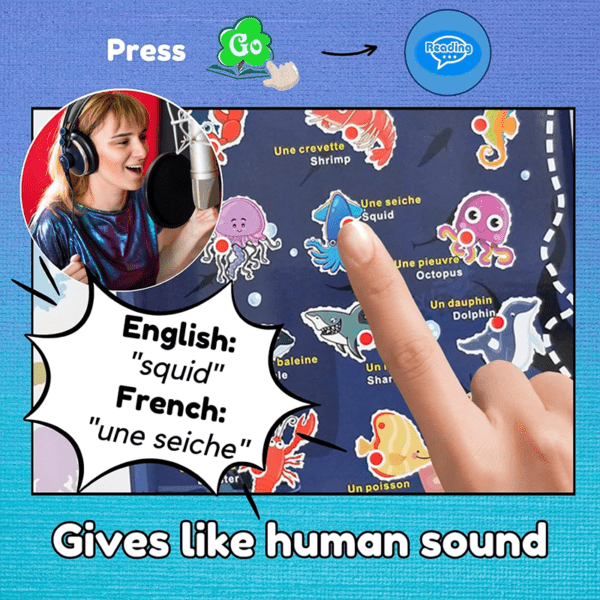 ZEENKIND 180+ Words French & English Learning Audio Books for Kids, Bilingual Talking Musical Book - Image 4