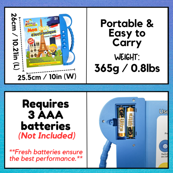 ZEENKIND 180+ Words French & English Learning Audio Books for Kids, Bilingual Talking Musical Book - Image 6