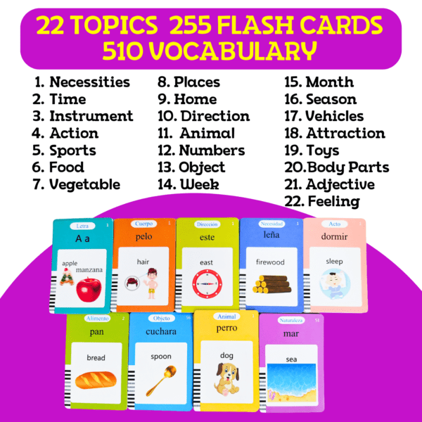 ZEENKIND Spanish & English Talking Flashcards for Kids with 510 Bilingual Sight Words, Pink - Image 4