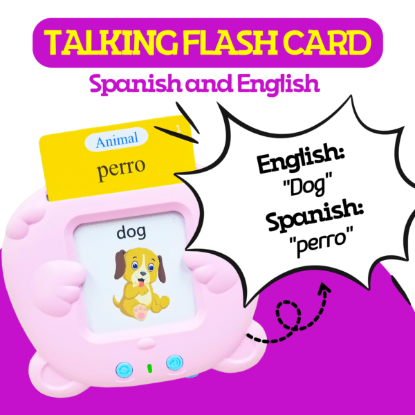 ZEENKIND Spanish & English Talking Flashcards for Kids with 510 Bilingual Sight Words, Pink - Image 2