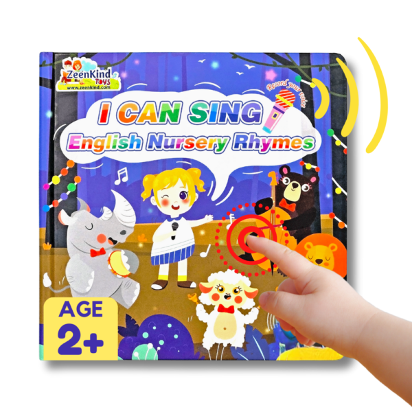 ZEENKIND English Nursery Rhymes, Interactive Sound Book with Voice Recorder and 15 Songs & Lyrics